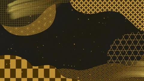 Wobbly Gold Traditional Pattern Animation Loop Black Background Stock Footage 321387476