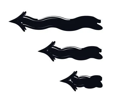 Wobbly wavy arrows pointing to left bold thick stroke graphic element set 스톡 일러스트