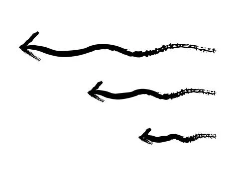Wobbly wavy arrows pointing to left grunge doodle design element set Illustrazione stock