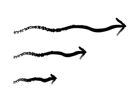 Wobbly wavy arrows pointing to right grunge doodle design element set 스톡 일러스트