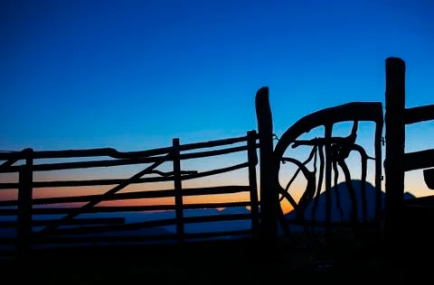 Wodden at sunset Stock Photos
