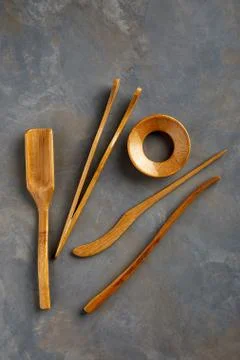 Wodden tea set Stock Photos