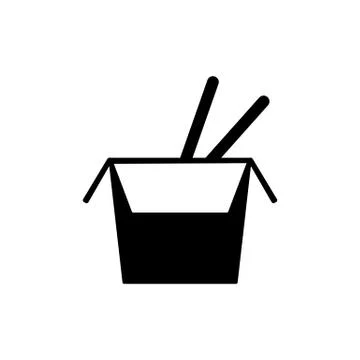 Wok box icon element of fast food icon for mobile concept and web apps. Thin  Stock Illustration
