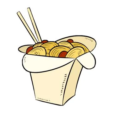 Wok box icon. Vector isolated hand drawn icon Stock Illustration