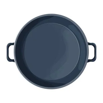 Wok frying pan, empty cookware bowl top view in cartoon style. Steel souspan Stock Illustration