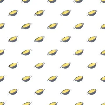Wok pan with noodles seamless pattern illustration Stock Illustration
