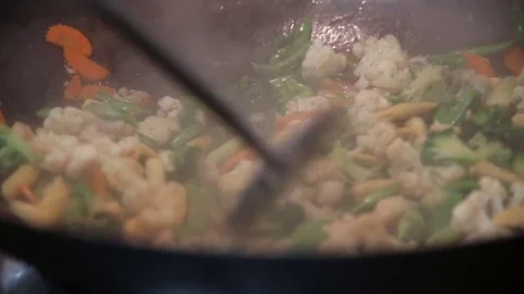 Wok vegetables Stock Footage 77688184