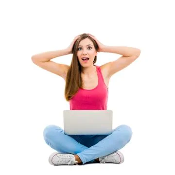Woking with a laptop Stock Photos