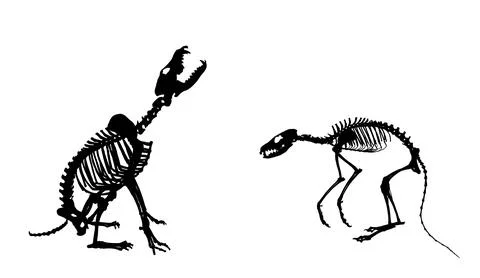 Wolf against fox skeleton vector silhouette illustration Stock Illustration