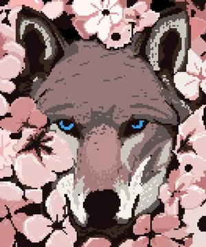 Wolf and flower Stock Illustration