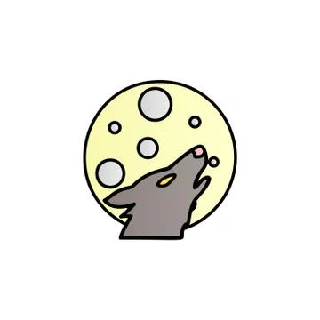 Wolf and the moon color gradient vector icon Stock Illustration