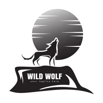 Wolf and moon vector illustration Stock Illustration