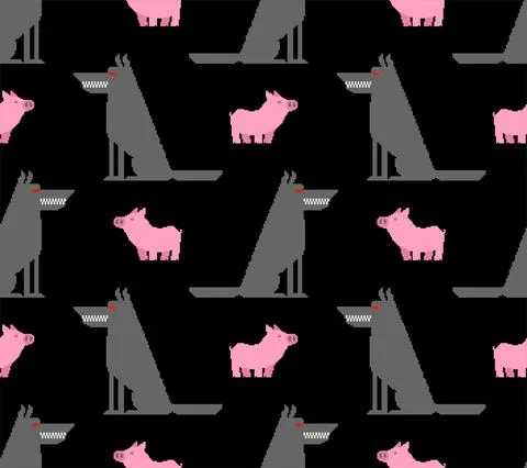 Wolf and pig pattern seamless. vector illustration Illustrazione stock