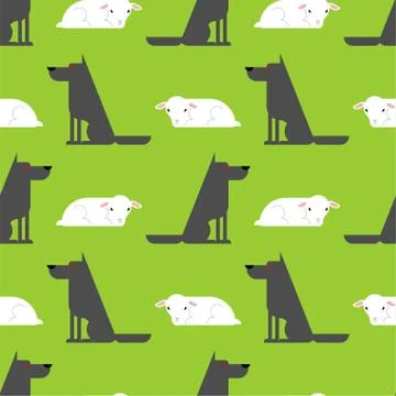 Wolf and sheep pattern seamless. vector background イラスト素材