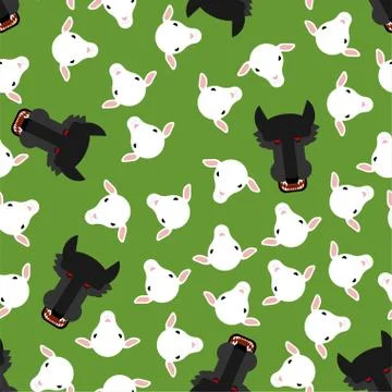 Wolf and sheep pattern seamless. vector background イラスト素材