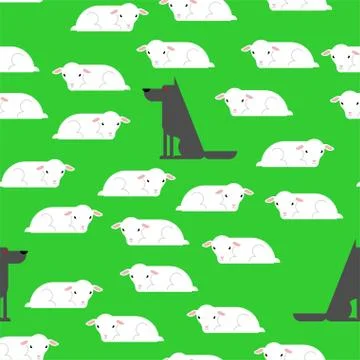Wolf and sheep pattern seamless. vector background Stock Illustration