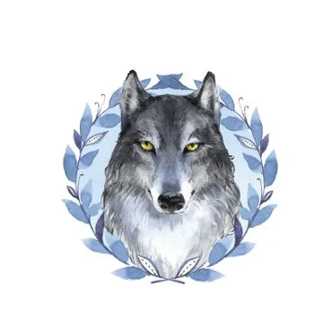 Wolf and wreath Stock Illustration