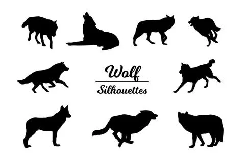 Wolf animal silhouettes. Stock Illustration