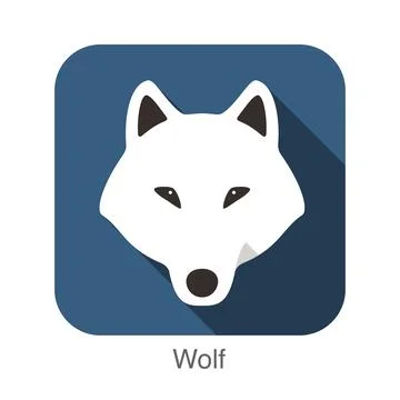 Wolf animal ui flat design, vector Stock Illustration