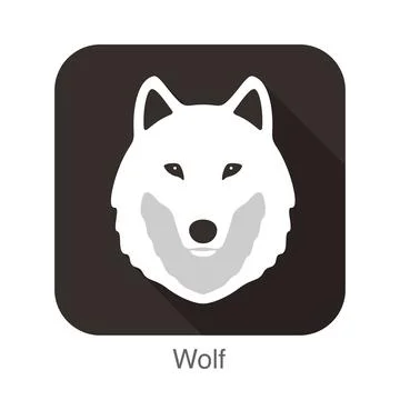 Wolf animal ui flat design, vector Stock Illustration