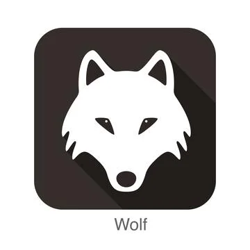 Wolf animal ui flat design, vector Stock Illustration