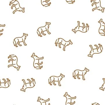 Wolf animal vector seamless pattern Stock Illustration