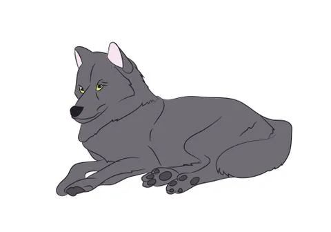 Wolf asleep, color, vector Stock Illustration