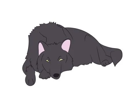 Wolf asleep, color, vector Illustrazione stock