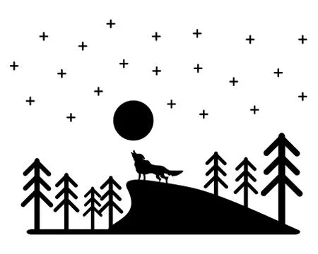 Wolf black shadow vector design for halloween day. Stock Illustration