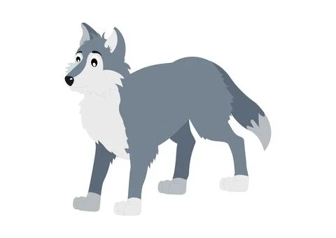Wolf Cartoon Character Vector On White Background Stock Illustration
