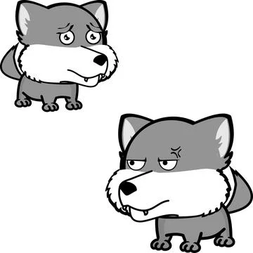 Wolf cartoon kawaii expression 1 Stock Illustration