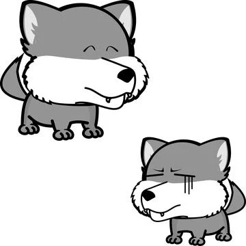 Wolf cartoon kawaii expression  Stock Illustration