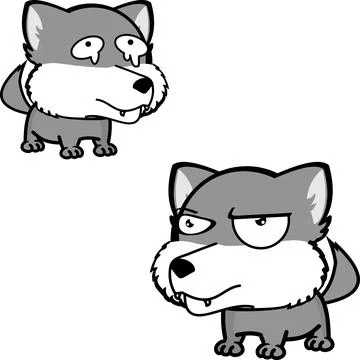 Wolf cartoon kawaii expression pack collection9 Stock Illustration