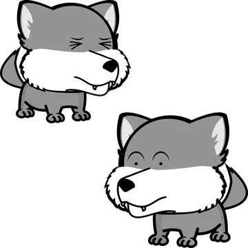 Wolf cartoon kawaii expression pack collection8 Stock Illustration