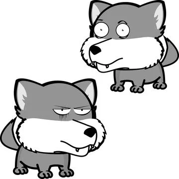 Wolf cartoon kawaii expression pack collection7 Stock Illustration