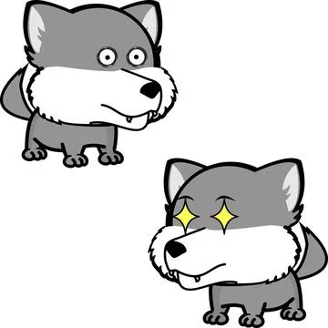 Wolf cartoon kawaii expression pack collection6 Stock Illustration