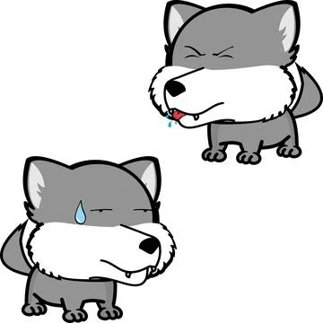 Wolf cartoon kawaii expression pack collection in vector format Stock Illustration