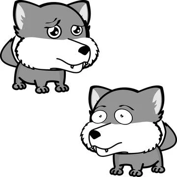 Wolf cartoon kawaii expression pack collection4 Stock Illustration