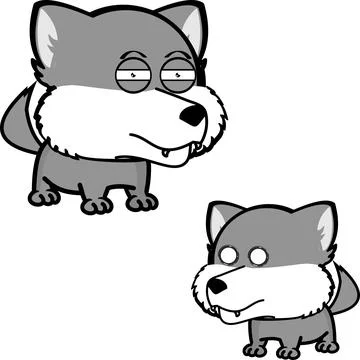 Wolf cartoon kawaii expression pack collection2 Stock Illustration