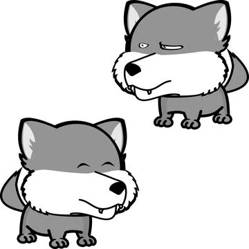 Wolf cartoon kawaii expression pack collection Stock Illustration