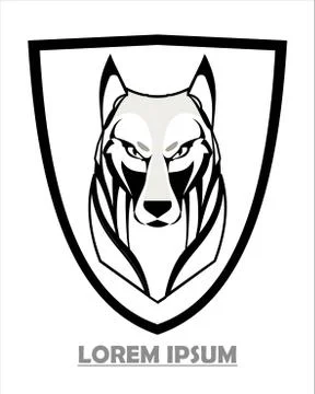 Wolf, coyote, husky, fox, and shield Stock Illustration