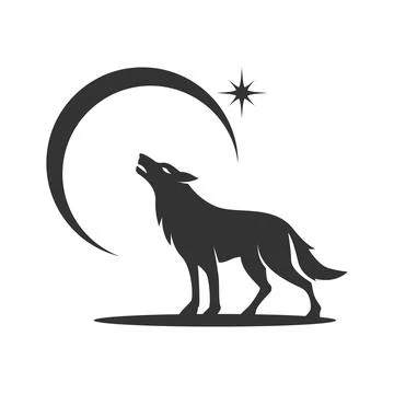Wolf Crescent Moon Logo Stock Illustration