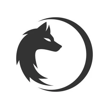 Wolf Crescent Moon Logo Stock Illustration