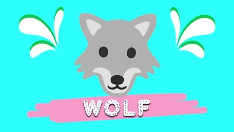 Wolf cute adorable animals name animated motion graphics 3D Stock Footage 297683548