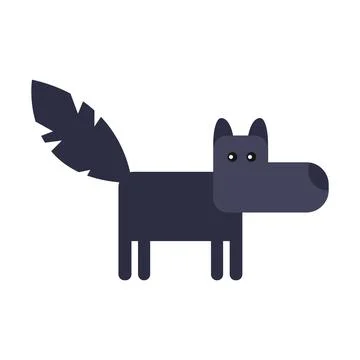 Wolf cute doodle hand drawn flat vector illustration. Icon. Simple style for  Stock Illustration