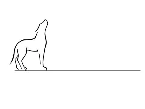 Wolf. Dog. Howling wolf. Logo. Line drawing. Illustrazione stock