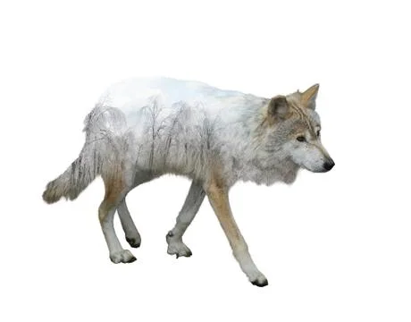 Wolf double exposure Stock Photos