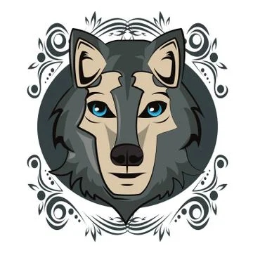 Wolf face cool sketch Stock Illustration