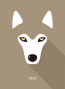Wolf face flat icon design, vector illustration Illustrazione stock