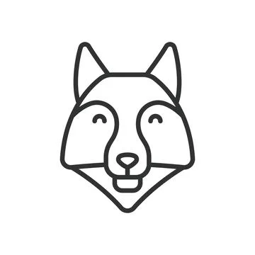 Wolf face, icon in line design. wolf, animal, predator, wild, canine, nature Stock Illustration